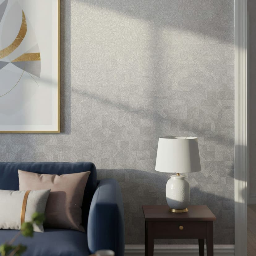 Papel pintado no tejido textura gráfica geométrica mate en gris