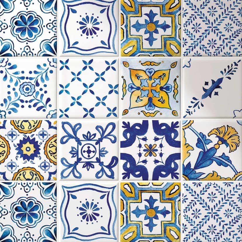 Azulejos Adhesivos acuarelables estilo mediterráneo - lote de 12