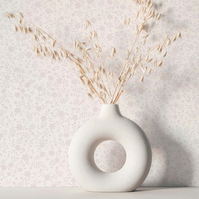 Papel pintado no tejido hojas, motivo hoja naturaleza floral en rosa-marrón