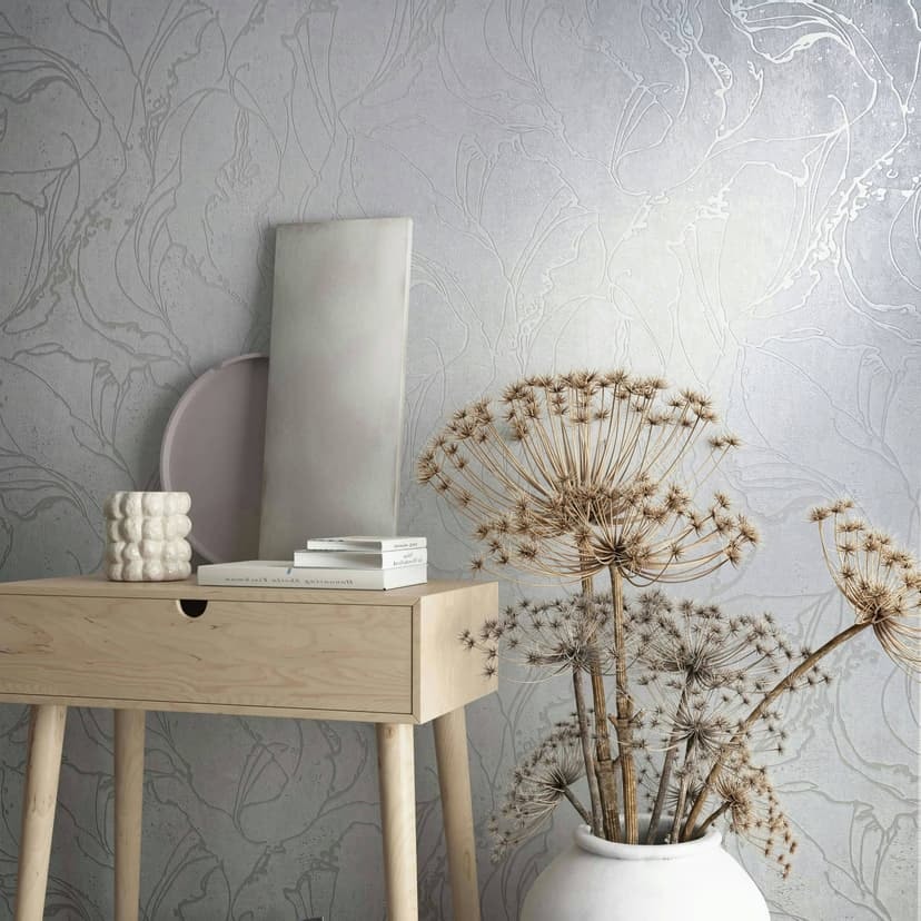 Papel pintado no tejido con líneas curvas brillantes gráfico blanco