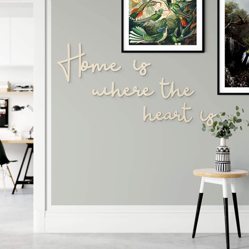 Letras de madera chopo - El hogar es donde está el corazón (6 piezas)