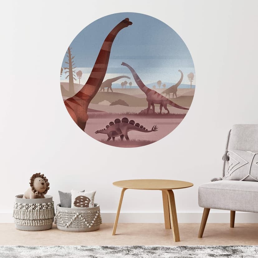 Vinilo decorativo En la tierra de los dinosaurios - Redondo - Marrón