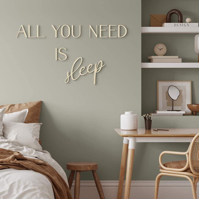 dormitorio con letras de madera en 3D - All you need is sleep - Álamo