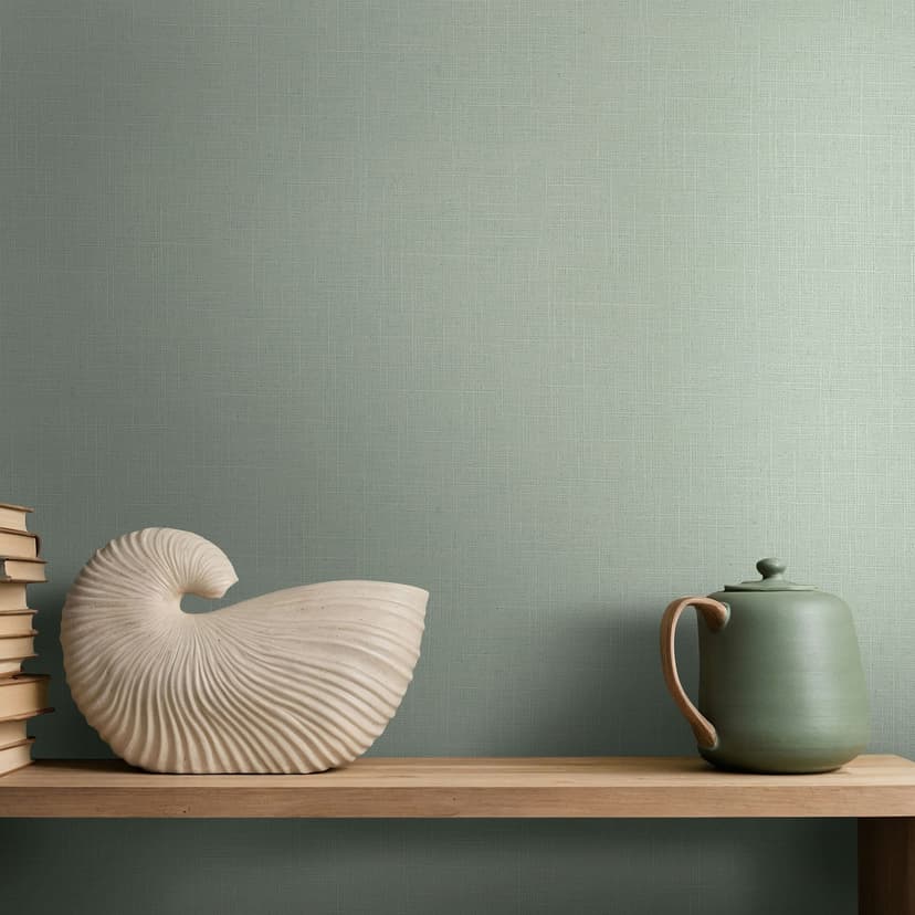 Papel pintado no tejido textil, liso texturado moderno mate en verde