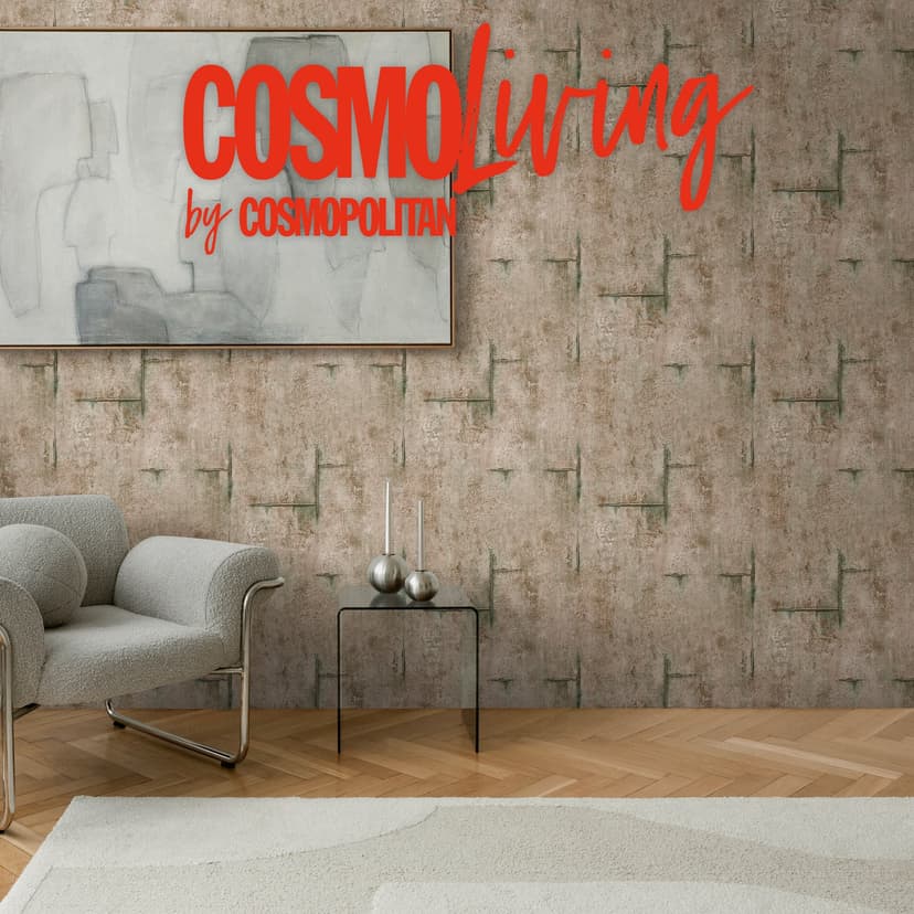 COSMOPOLITAN Papel pintado aspecto hormigón marrón-verde - Papel pintado no tejido estilo loft vintage