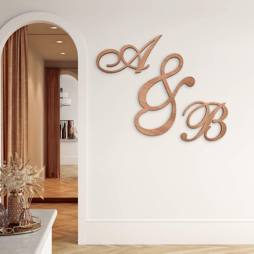 Letras de madera letras simples ornamentadas - caoba