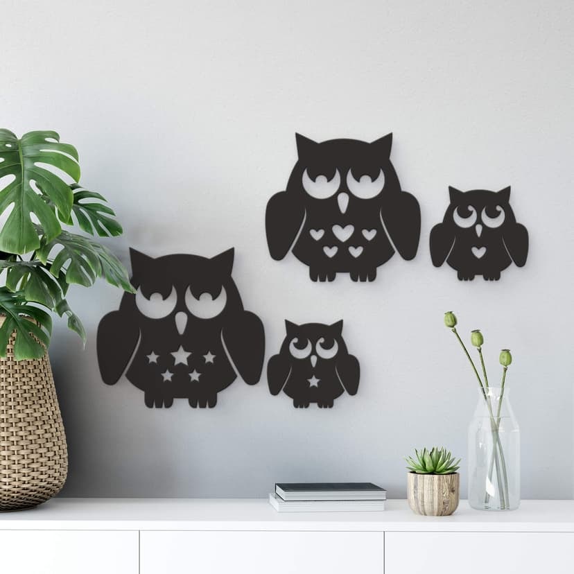Letras decorativas 3D - Familia de búhos
