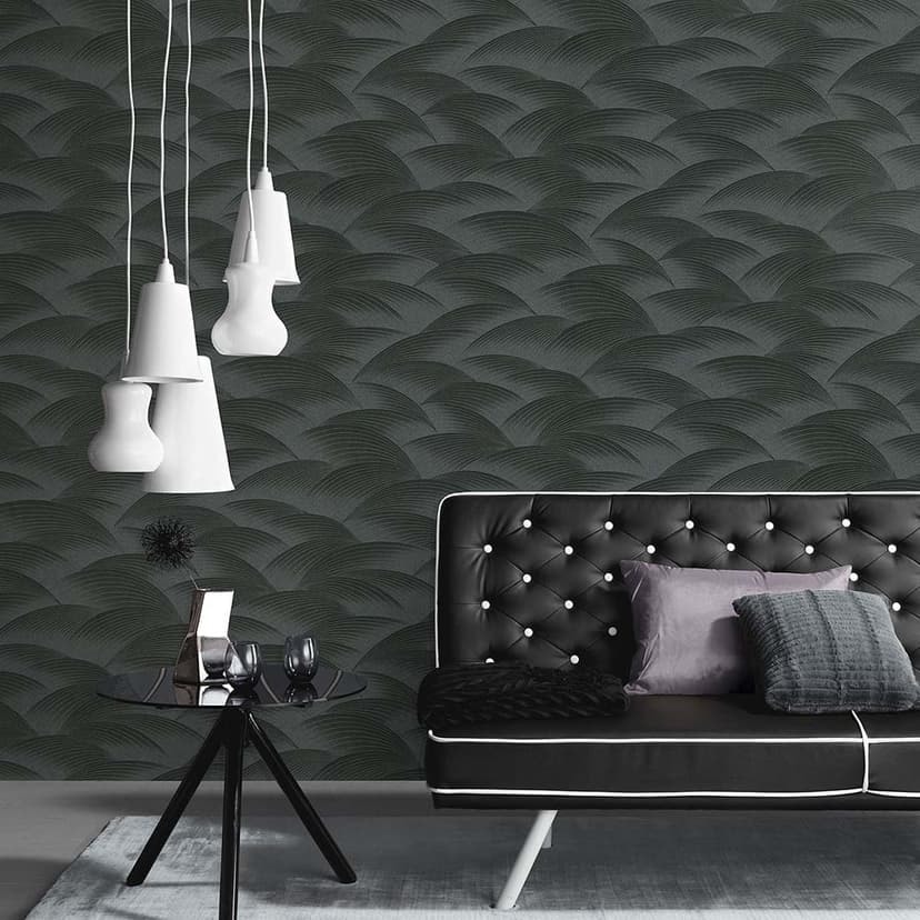 Papel pintado ondulado, papel pintado con motivo Fashion for Walls 4 de Guido Maria Kretschmer negro