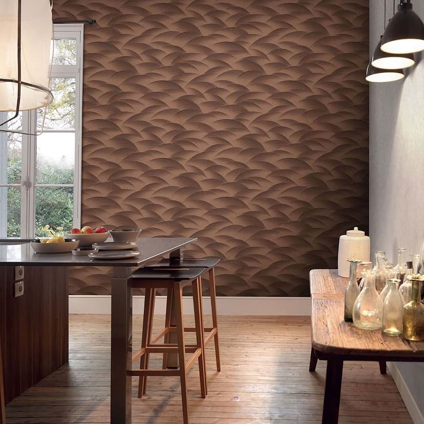 Papel pintado ondulado, papel pintado Fashion for Walls 4 pattern de Guido Maria Kretschmer bronce