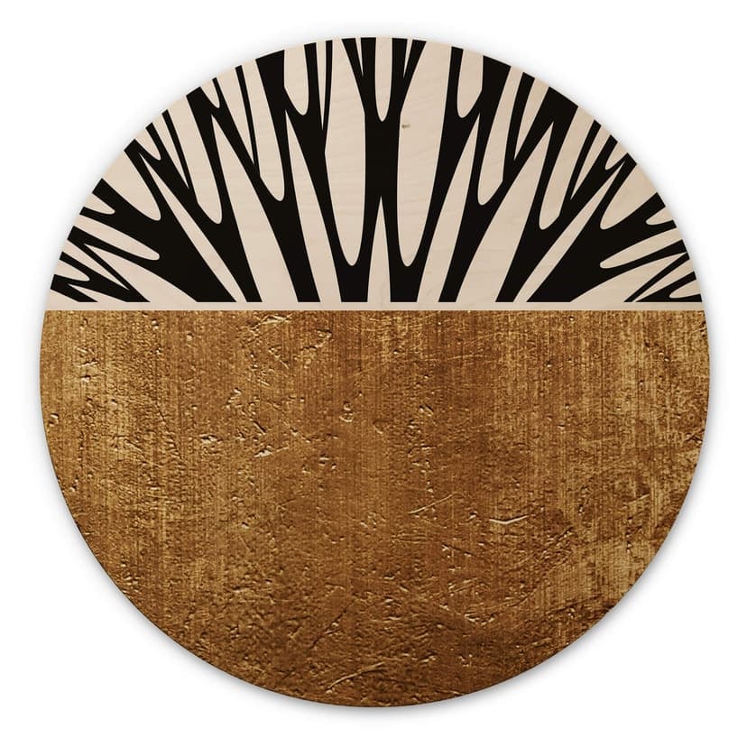 Cuadro de madera Cubistika - Árbol de la vida - Oro - Redondo