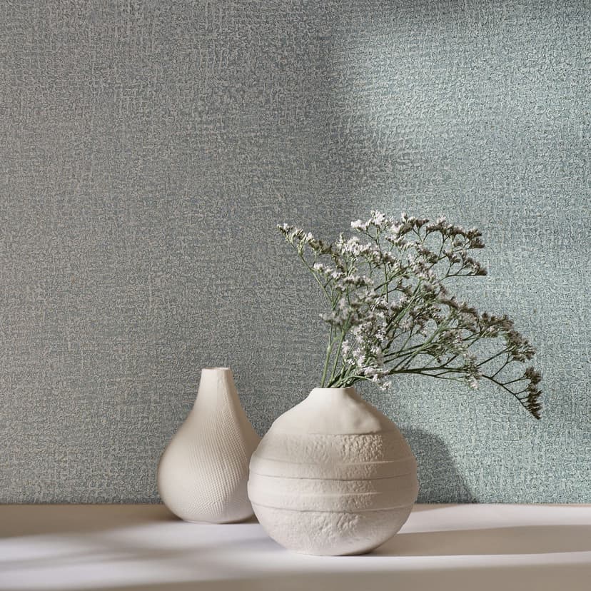Papel pintado de tejido-no-tejido de color azul con textura textil de aspecto liso