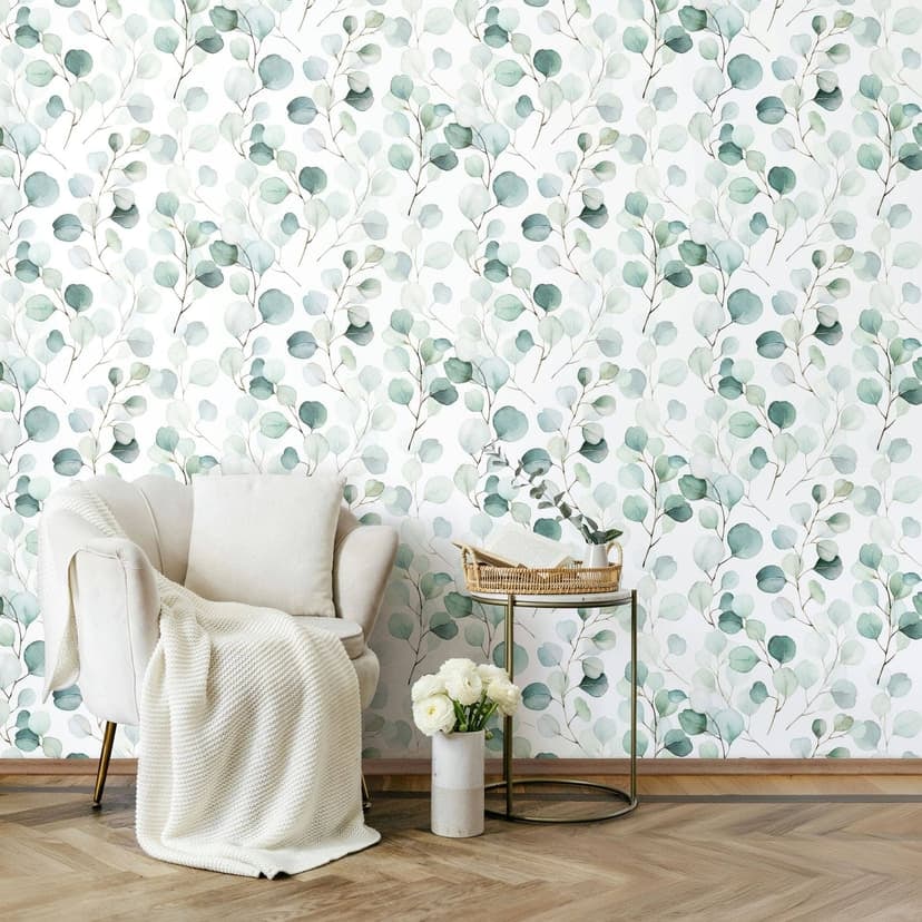 Papel pintado autoadhesivo con motivo floral verde, Vinilo adhesivo con motivo de hojas