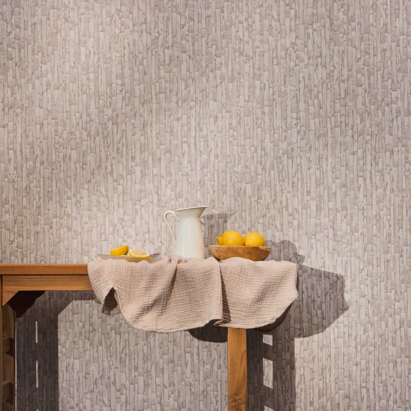 Papel pintado texturado vertical crema violeta - Papel pintado no tejido con efecto 3D