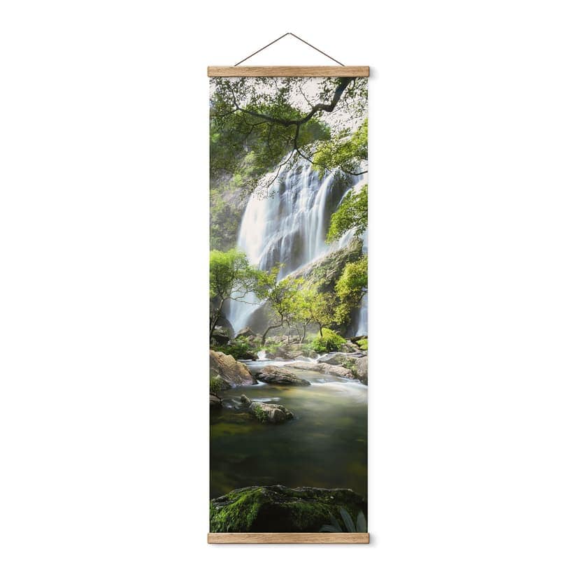 Póster de tela cascada en el bosque - Panorama - Foto