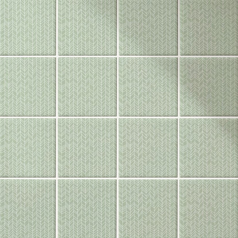 Azulejos Adhesivos filigrana en espiga - menta - lote de 12