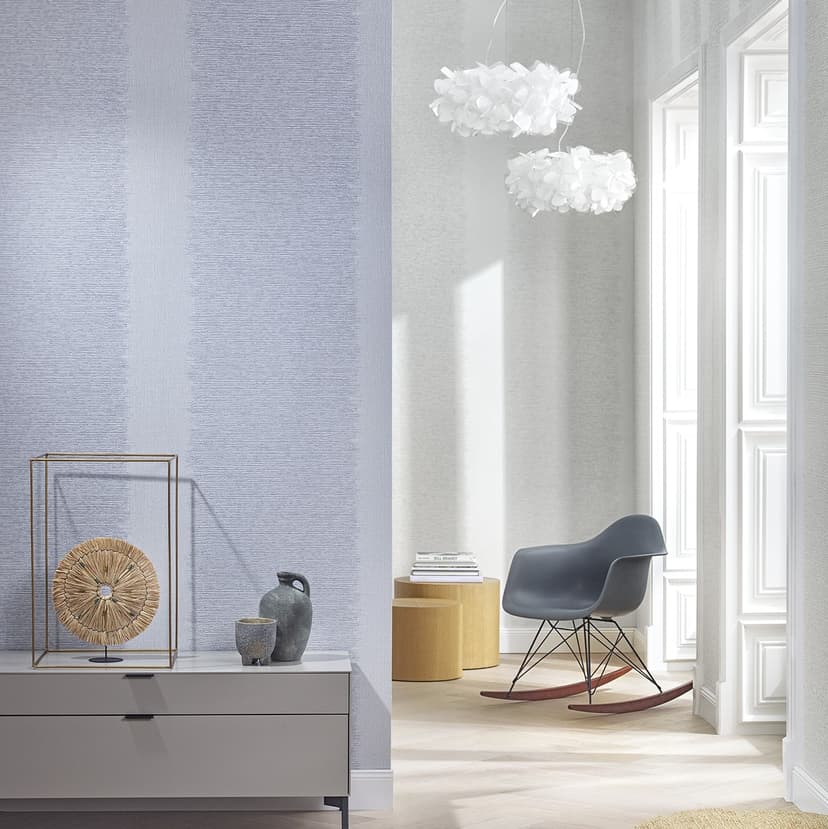 Papel pintado no tejido con rayas y líneas finas textura gris