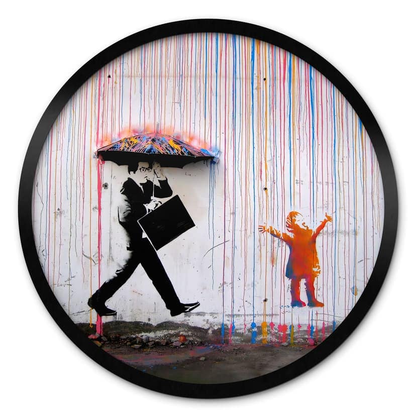 Póster Banksy - Lluvia de colores - Redondo