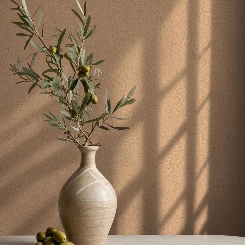 Papel pintado no tejido con textura de yeso marrón liso