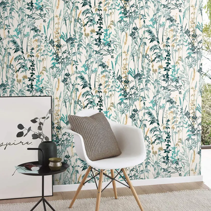 Papel pintado no tejido Erismann Casual Chic turquesa