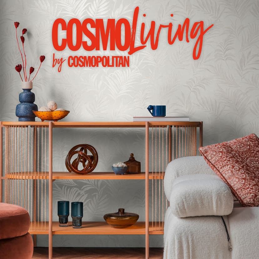 COSMOPOLITAN Papel pintado con motivo de hojas crema blanco - Papel pintado no tejido floral comedor cocina