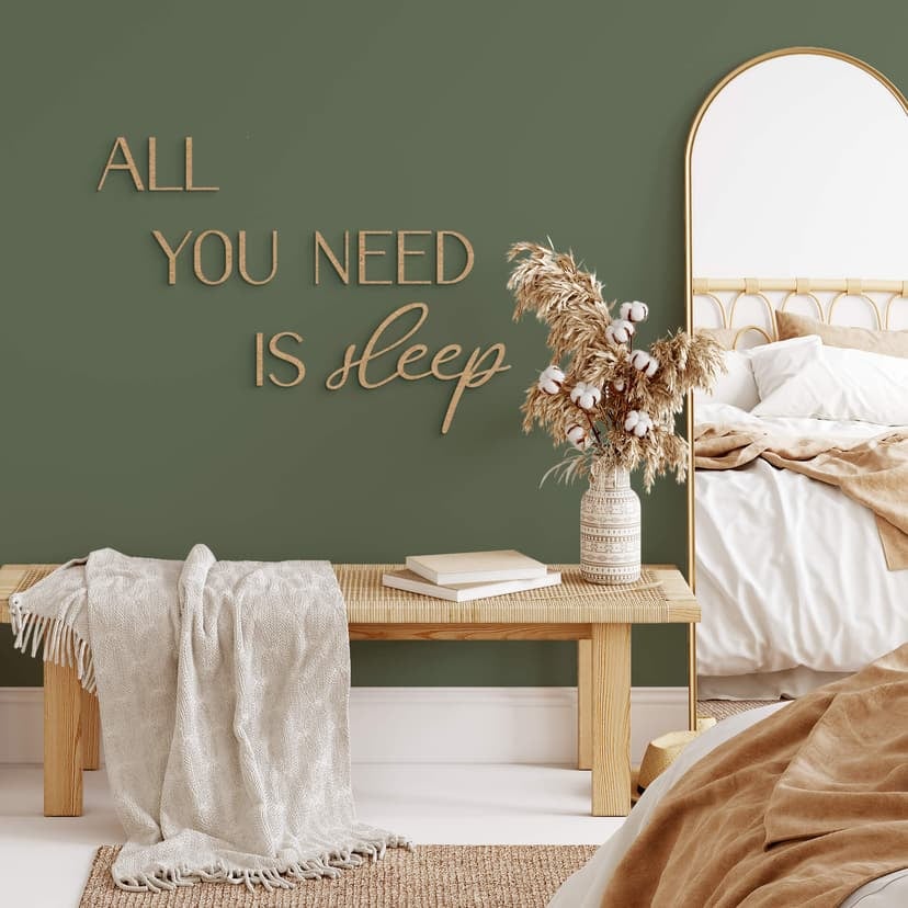 letras 3D "All You Need Is Sleep" - Decoración en madera MDF natural para dormitorios