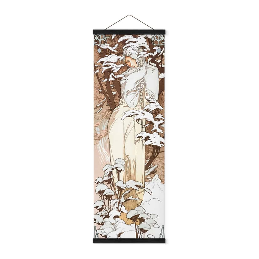 Póster de tela Mucha - Estaciones: Invierno 1900 - Panorama
