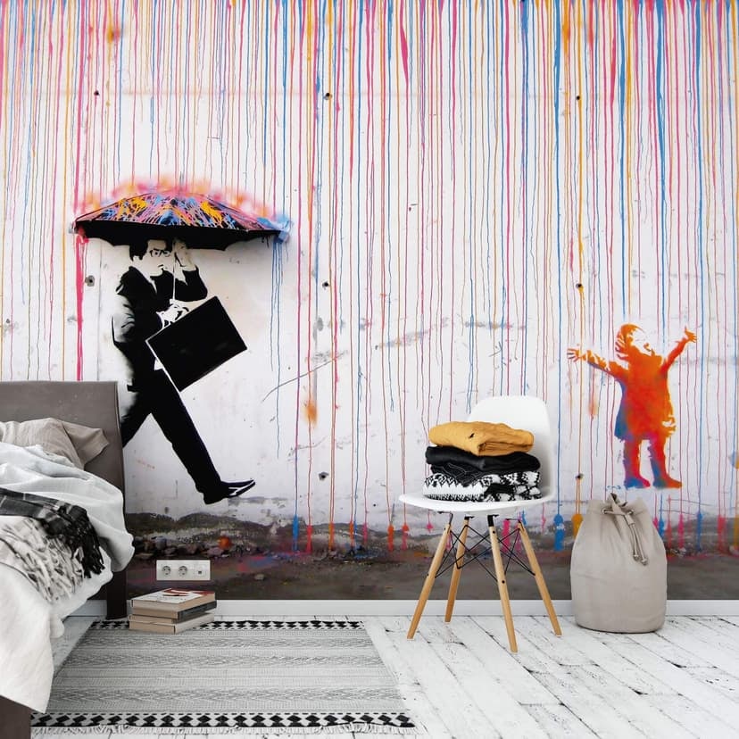 Banksy - Fotomural de lluvia de colores