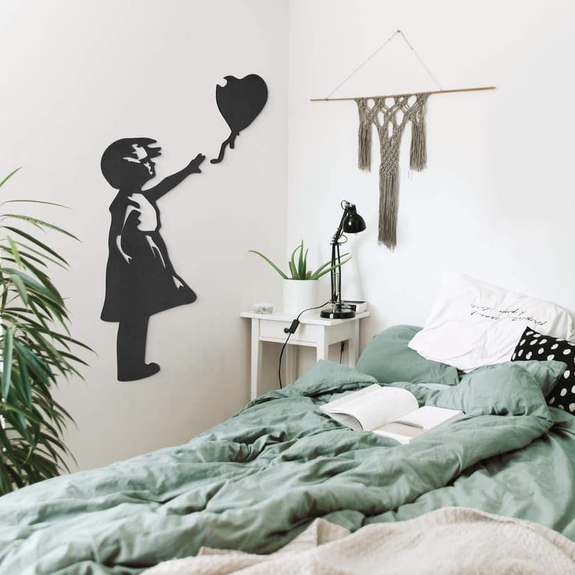 MDF - Decoración en madera - Banksy - Chica del globo rojo (2 piezas)