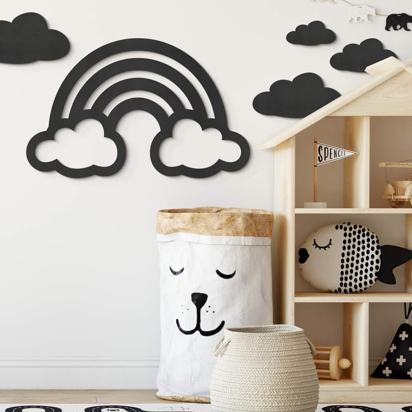 MDF - Decoración en madera - Arco iris con nubes
