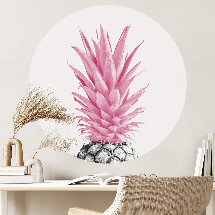 Vinilo decorativo piña rosa - 1X Estudio - Redondo