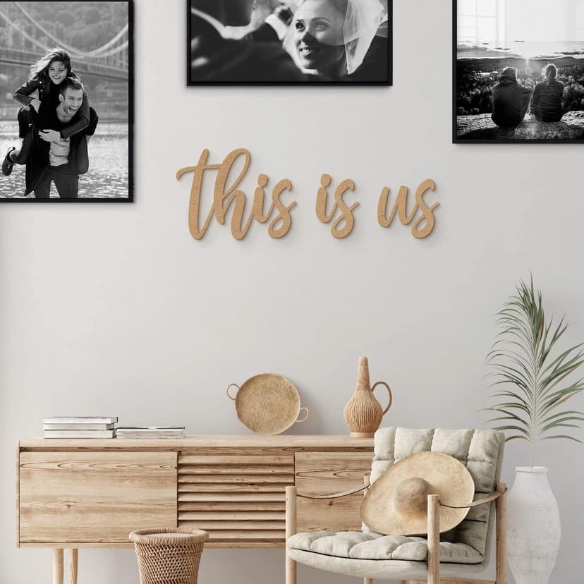 Decoración mural letras - This is us - MDF naturaleza