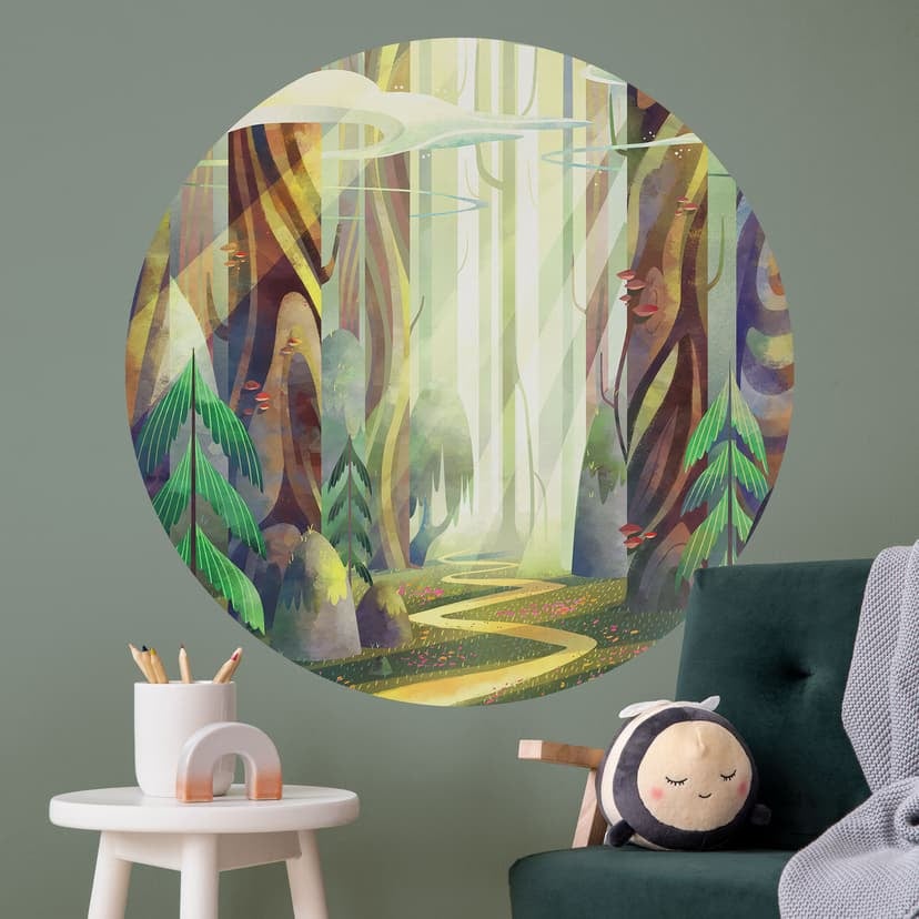 Vinilo decorativo Bosque encantado a la luz - DigitalArtsi - Redondo