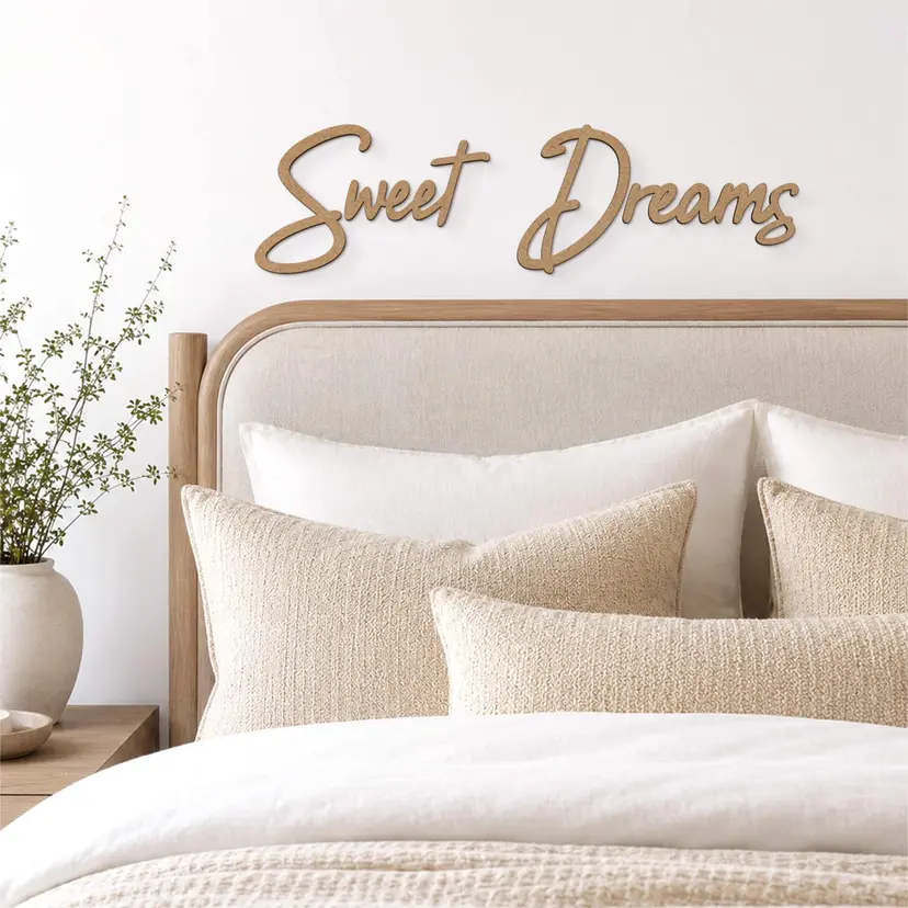 letra decorativa 3D 'Sweet Dreams' - Diseño en madera MDF para pared moderna