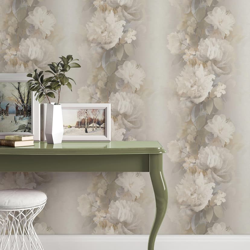 Papel pintado no tejido, Papel pintado motivo floral Aurora marrón claro