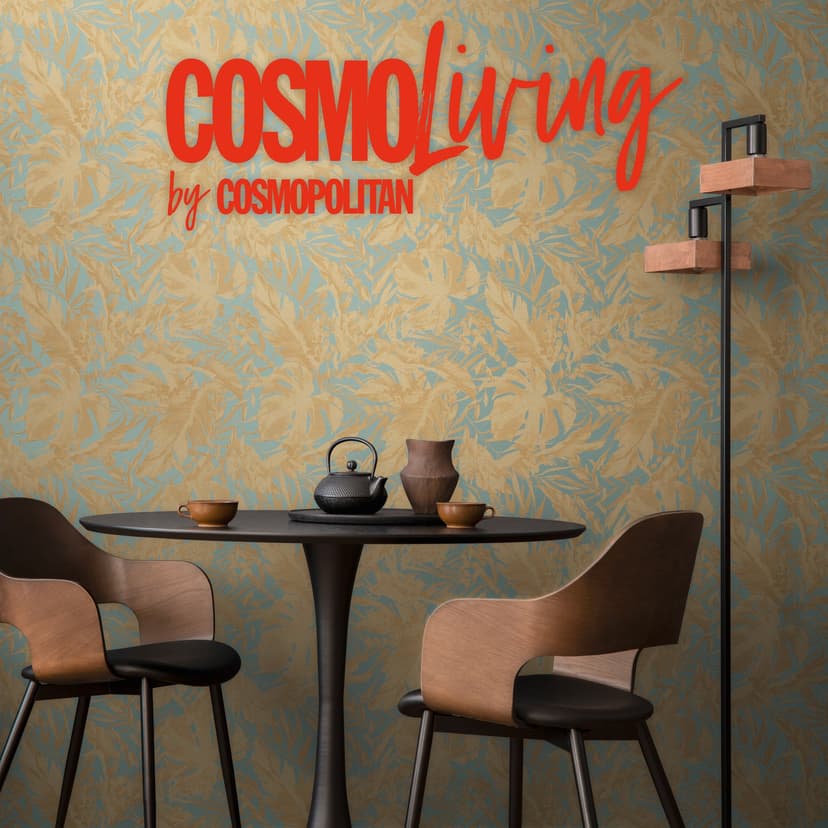 Papel pintado COSMOPOLITAN aspecto jungla azul oro - Papel pintado no tejido natural botánico