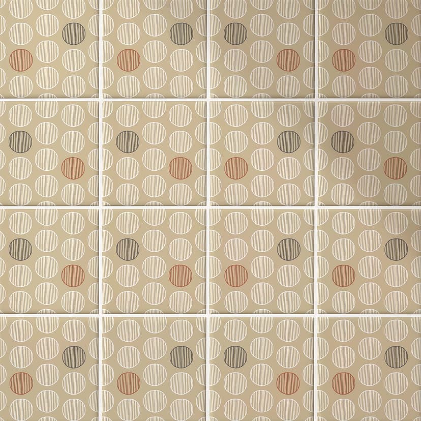 Azulejos Adhesivos Boho - círculos capuchino rojo-marrón antracita - lote de 12