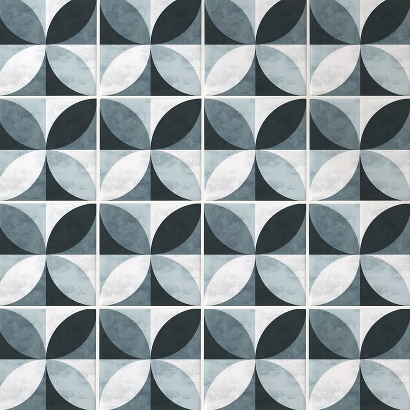 Azulejos Adhesivos Flor Abstracto - azul - lote de 12