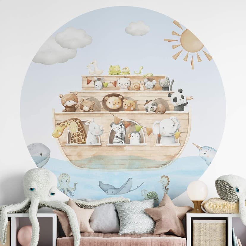 Vinilo decorativo para habitación de bebé Oliver Robins - Arca de Noé - Redondo