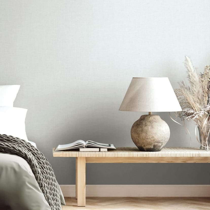 Papel pintado no tejido textil, liso texturado moderno mate en gris