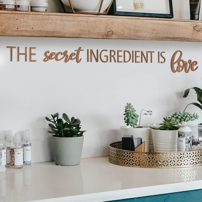 Letras de madera caoba El ingrediente secreto es el amor