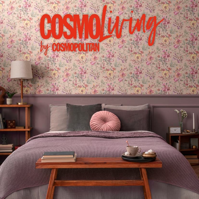 COSMOPOLITAN Papel pintado flores acuarela rosa melocotón dormitorio no tejido