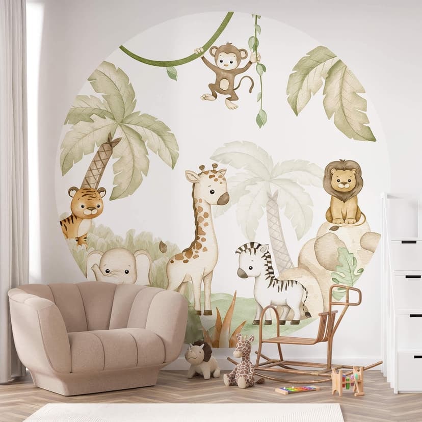 Oliver Robins - Simpáticos animales bajo las palmeras - fotomural - Papel pintado autoadhesivo/no te