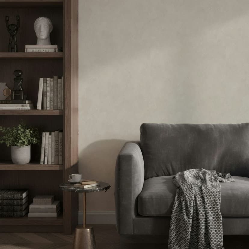 Papel pintado no tejido aspecto hormigón liso mate en beige