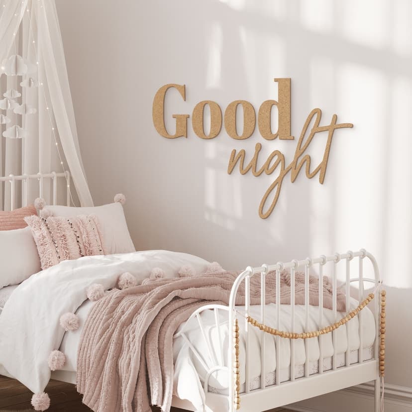 letras 3D para el dormitorio - Buenas noches - MDF naturaleza