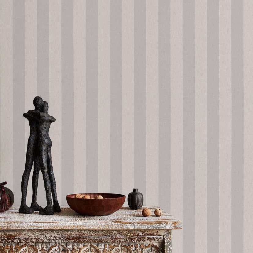 Papel pintado de rayas, papel pintado no tejido Erismann Versailles topo, plata