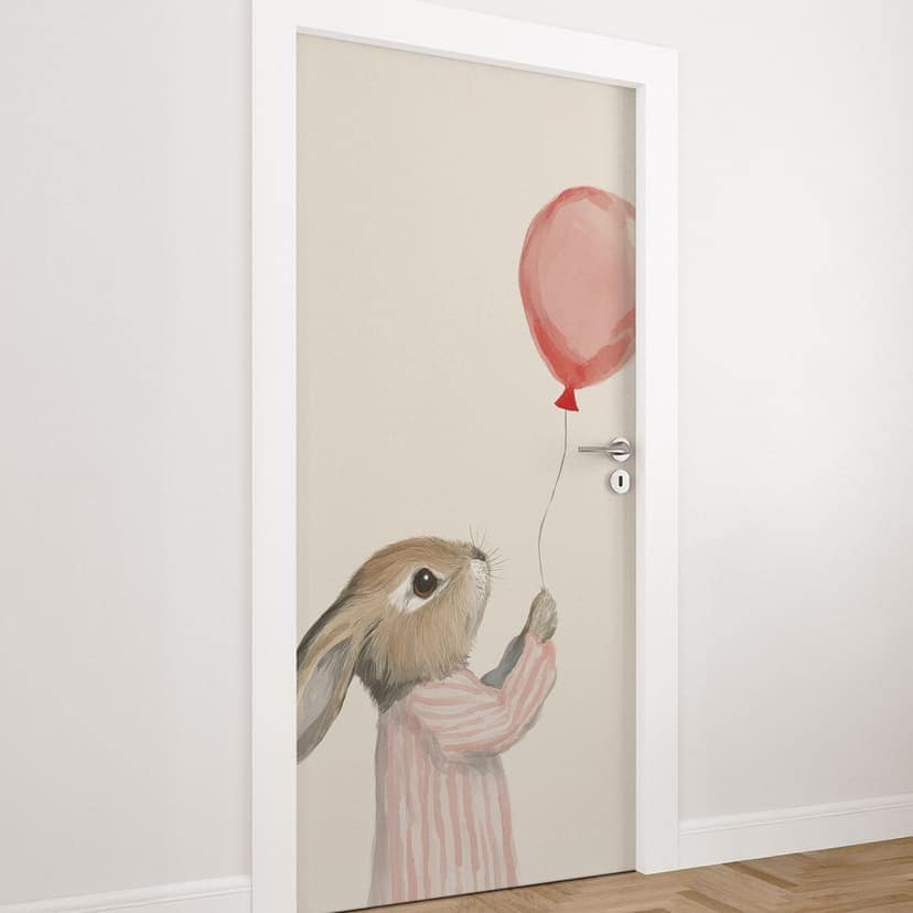 Lámina de puerta lindo conejito con globo - Treechild