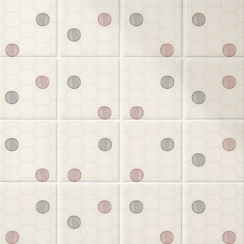 Azulejos Adhesivos Boho - círculos crema rojo-marrón antracita - lote de 12