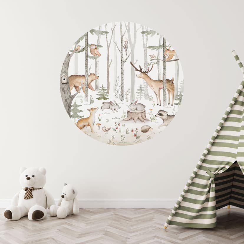Vinilo decorativo Aventura con animales del bosque - Kvilis - Redondo