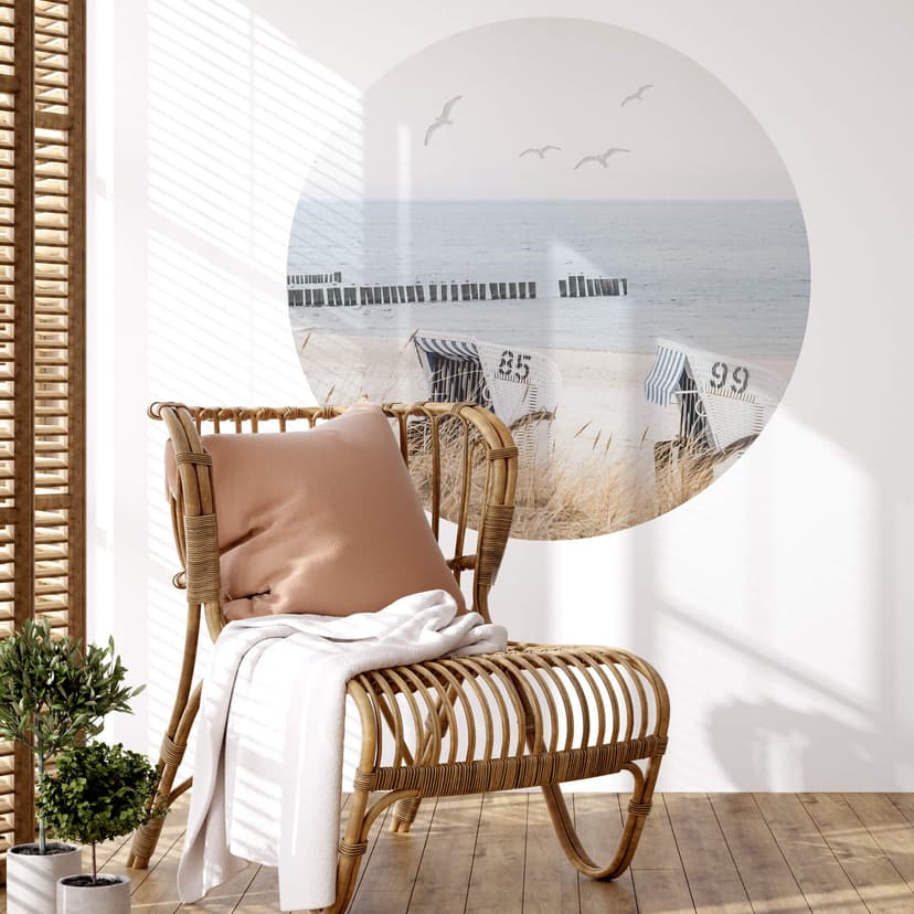 Vinilo decorativo playa con vistas al mar - redondo