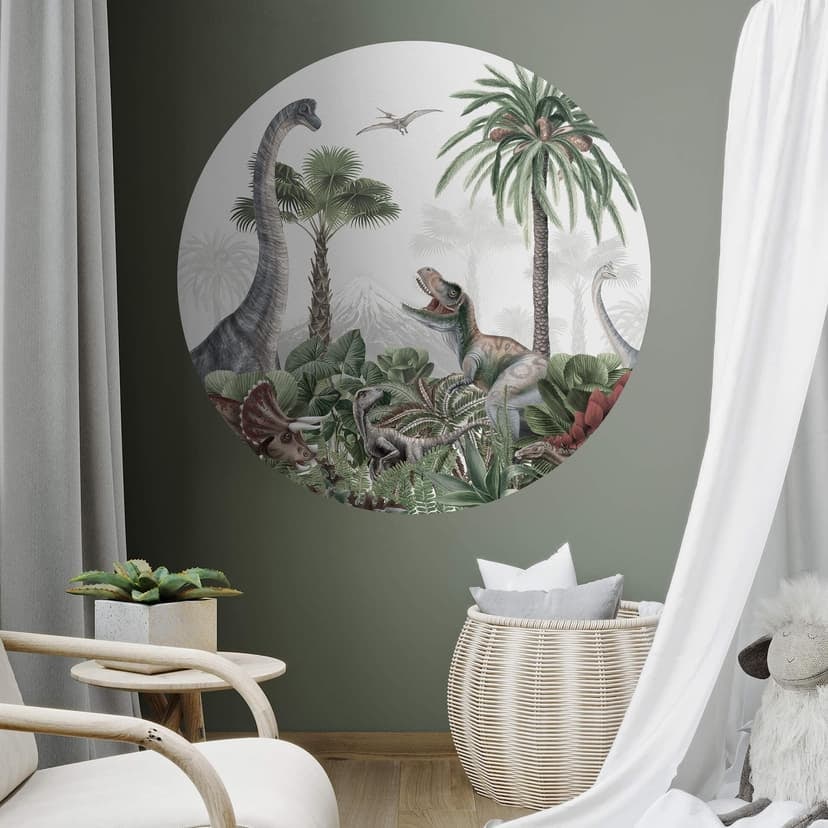 Vinilo decorativo Kikki Belle - Aventuras de dinosaurios - Redondo